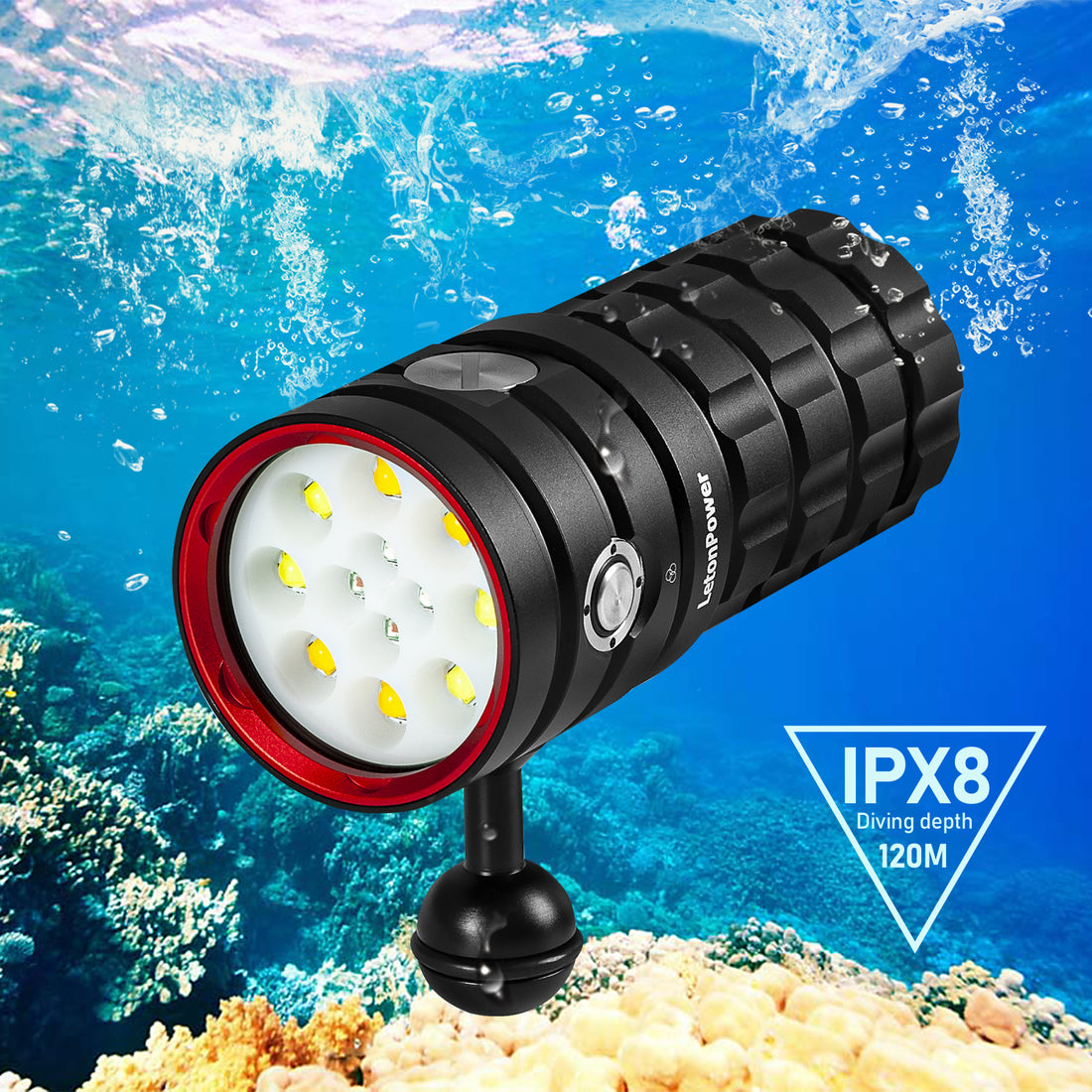 Turbo S Pro 13000 Lumens Underwater Dive Light for  Video with 95 CRI, 6500K White Light, USB-C Rechargeable